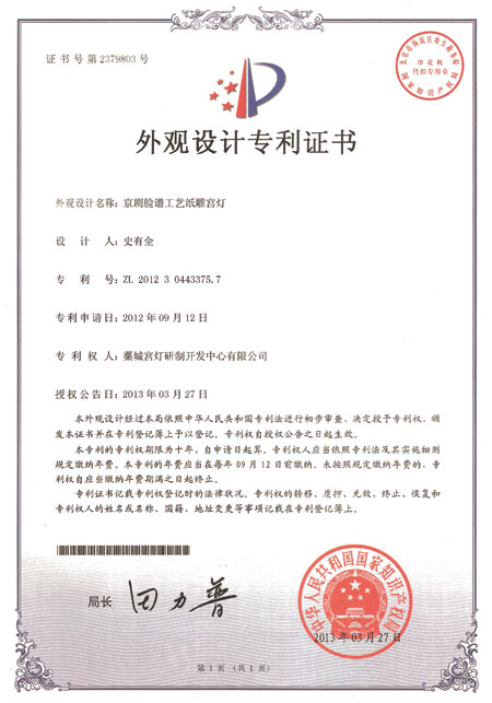 Appearance Design Patent Of Facial Makeup In Beijing Opera