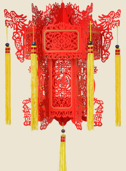 Full Hollow Out Paper-Carving Palace Lantern
